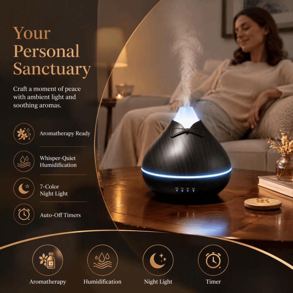 Wood Grain Aroma Diffuser Quiet Wood Grain Aroma Diffuser Fragrance Cool Mist Humidifier  Bedroom