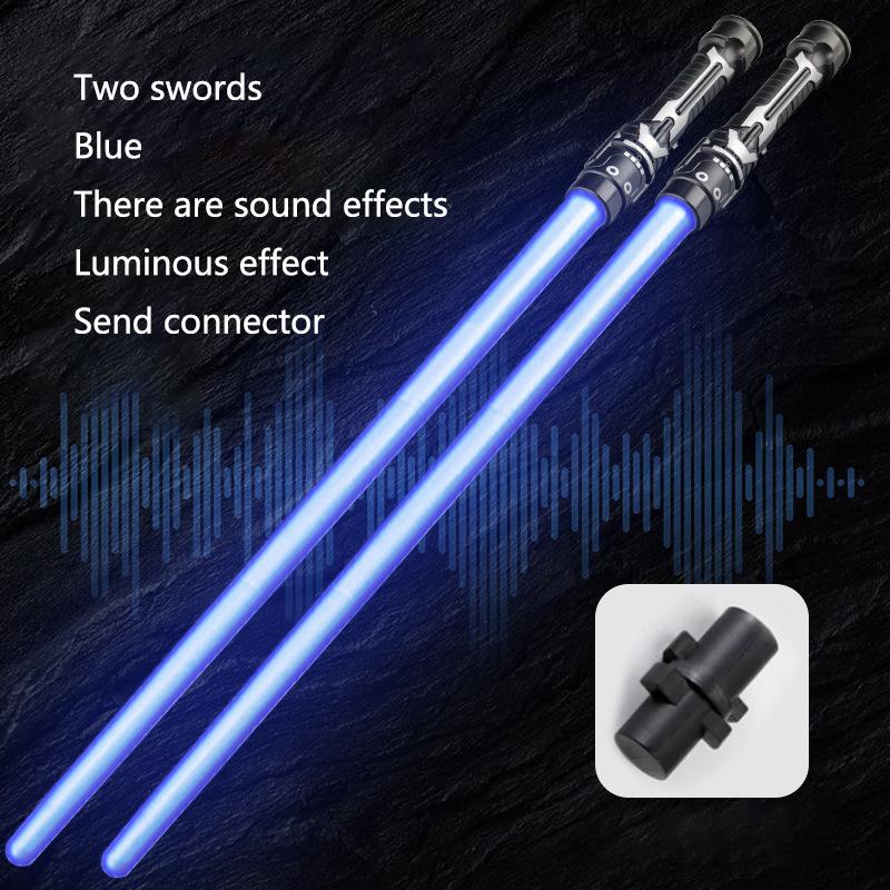 Colorful Glowing Sword Toys Laser Sword Lightsaber Red and Blue Double Saber Telescopic Music Cosplay Cool Flashing Children Toy