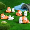Cute Cartoon Fox And Rabbit Micro Landscape Succulent Decoration Resin Handicraft Desktop Diy Small Ornaments Home Crafts