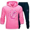 Children's Jogging Suit Girl - Brand - Model - Dark Pink - Unicorn - Long Sleeves
