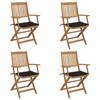 VidaXL Set of 4 Folding Garden Chairs with Cushions, Patio Seats, Dining Chairs, Patio Furniture 3064624
