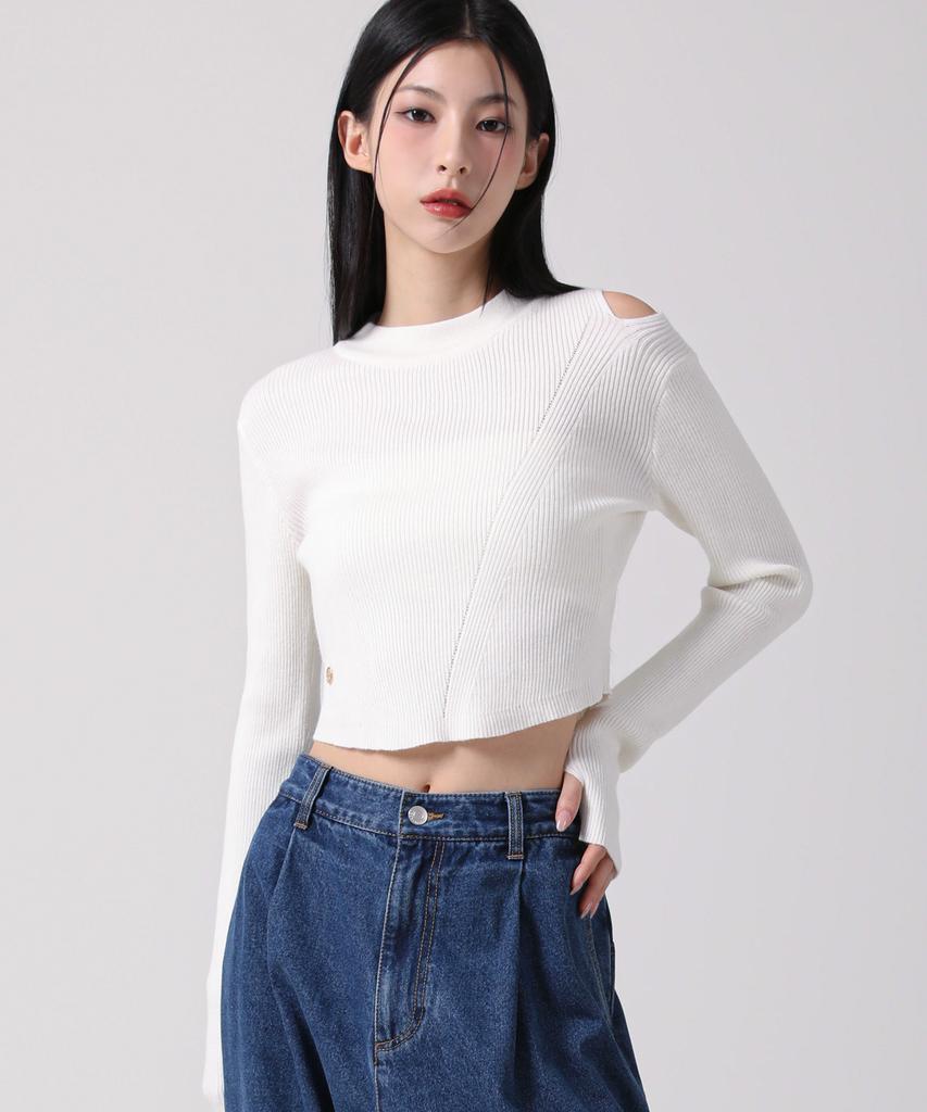 AVANDRESS Tati Hole Round Knit Ivory
