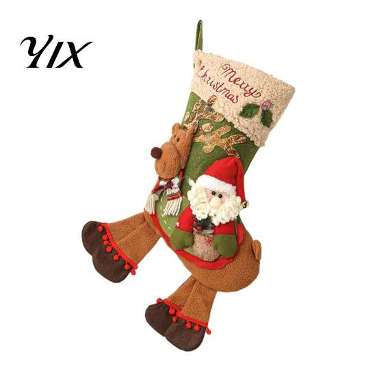 Gift Wraps for Christmas Gifts Riding Reindeer Stocking, Plush Xmas Sack with Santa Snowman Figure, Hanging Ornaments Old Man Deer Stocking