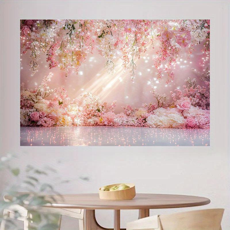 1 Romantic cherry blossom Wonderland background cloth - party background, cute pink and white cherry blossom decoration