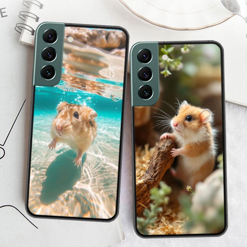 Чехлы для телефона с хомяками в шляпах и ушами для Samsung A17 A14 A24 A34 A54 A03S A04S A13 A23 A33 A53 A70 A50S A30 A40 A51 A41 A20E