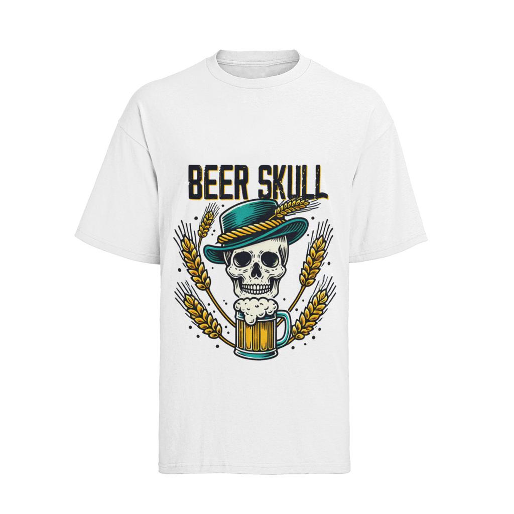 Beer Skull Bier trinken hopfen Large T-Shirt Mens Womens Tees Top Herren Baumwolle