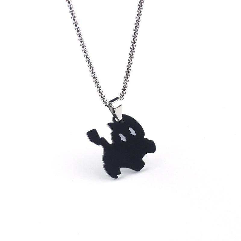 Men's Necklace Lightning Black Cat Pendant Trendy Cool Versatile Street Cartoon Couple Accessories Sweater Chain