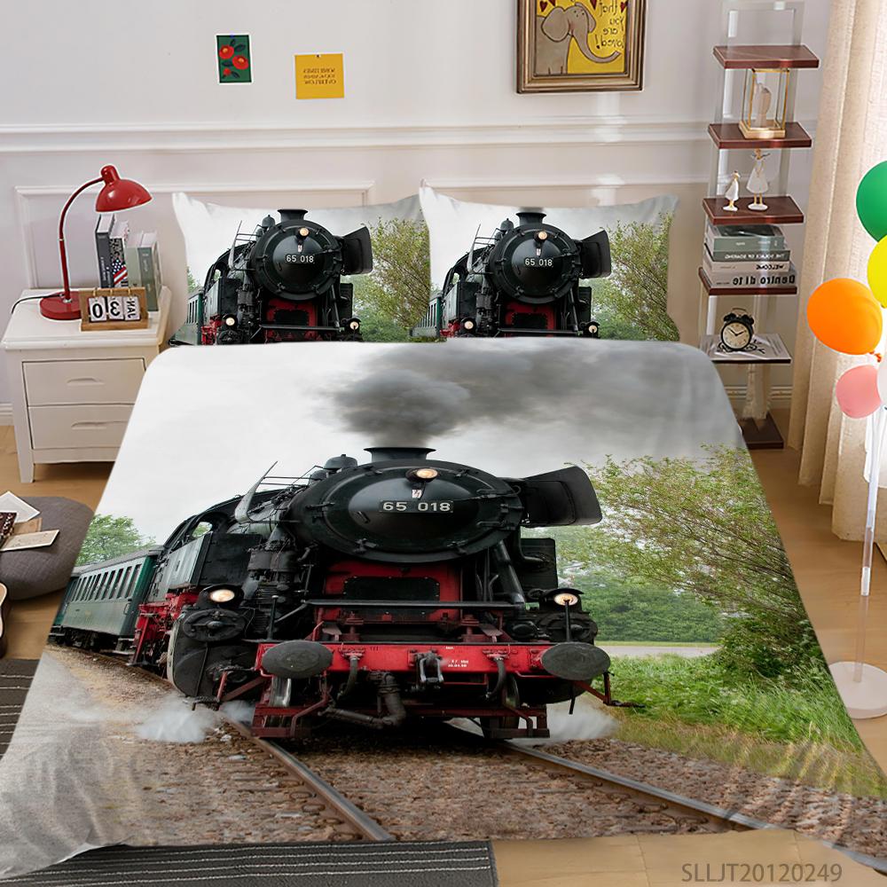 Комплект постельного белья 3D Classic Train Series, винтажное транспортное одеяло и наволочка, 2/3 предмета, AU/DE/US/UK/EU, полноразмерное украшение для дома