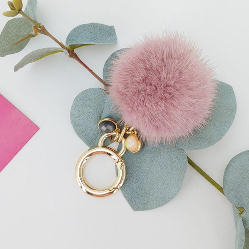 LALA Natural Mink Fur Keychain - Pink