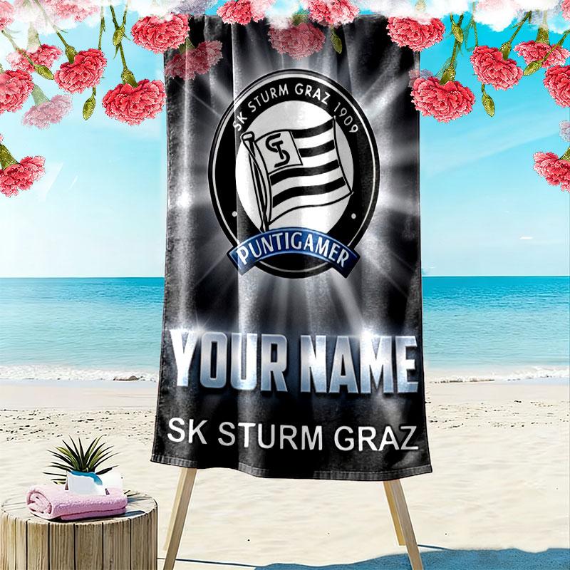 Пляжное полотенце Sk Sturm Graz, Большое, Мягкое, Быстросохнущее, для Пляжа, Кемпинга, Плавания