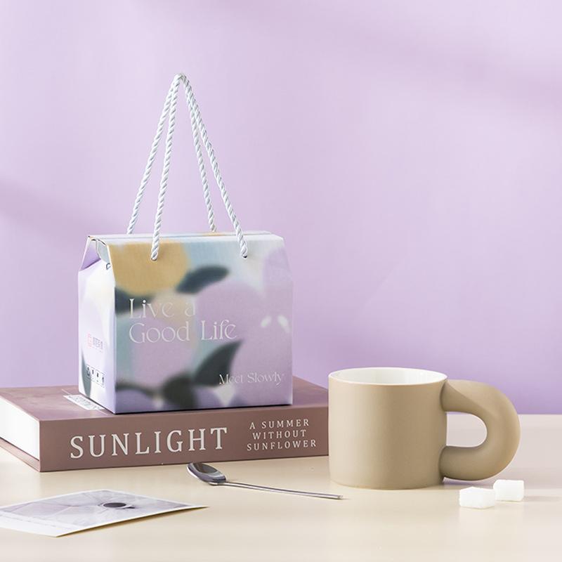 Кружка с цветной глазурью высокой ценности для жизни, подарочная коробка для мероприятия, кофейная чашка в стиле инс, чашка для воды, свадебный сувенир