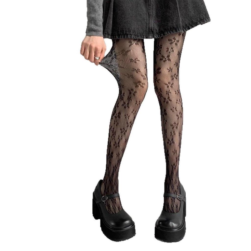 Весенне-летние кружевные сетчатые чулки с вырезами - Ретро Лолита Чистое Желание Жаккардовые колготки