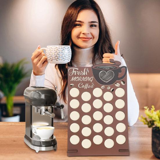 Стойка для хранения кофейных капсул, большая вместимость, простая в сборке, напольная деревянная стойка для кофейных капсул