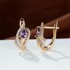 Изысканные женские украшения с каплями воды, красивые красные, синие, фиолетовые каменные серьги, серьги-кольца, романтический подарок на день святого валентина