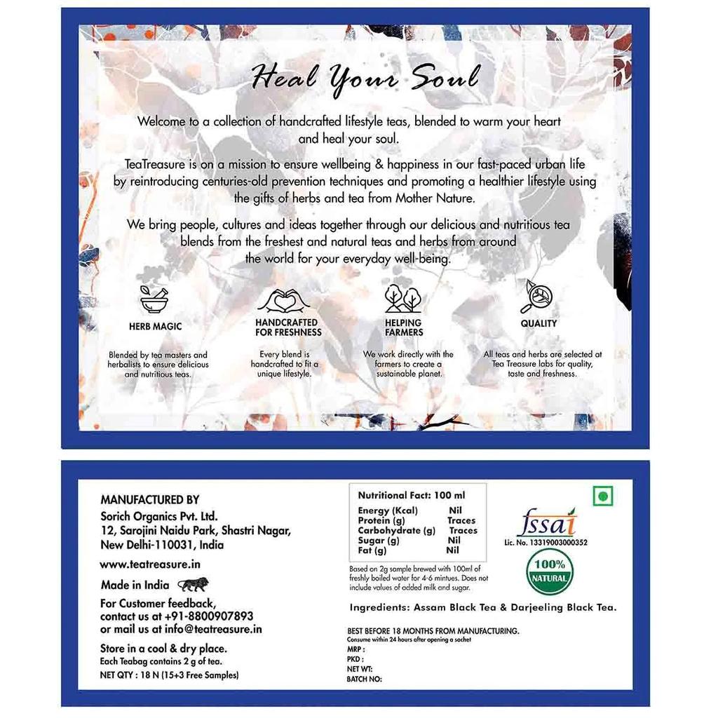 Black Tea English Breakfast (18 Pack, 2 G), English Breakfast Black Tea, Tea Treasure