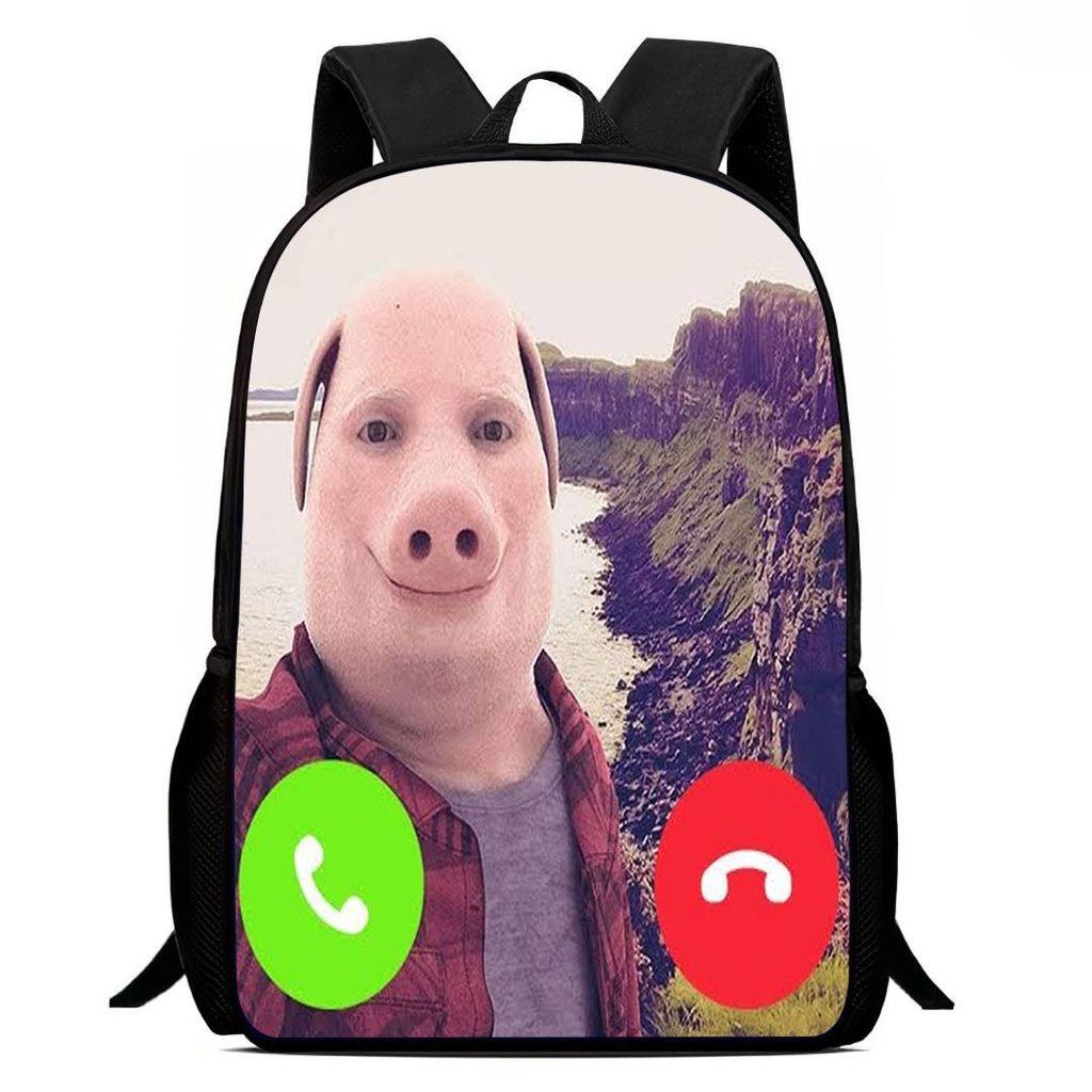 Школьный рюкзак Johnpork Pig God с геометрическим принтом для подростков и студентов