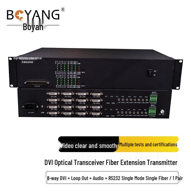 Boyang 8-канальный волоконно-оптический удлинитель DVI