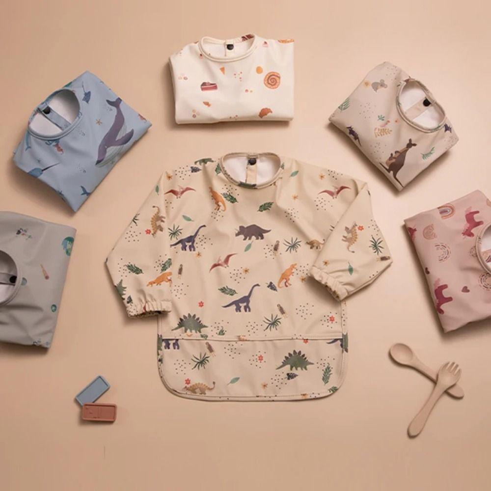Full Sleeve Mess Proof Baby Bib Machine Washable Baby Smock Soft Full Coverage Apron Baby