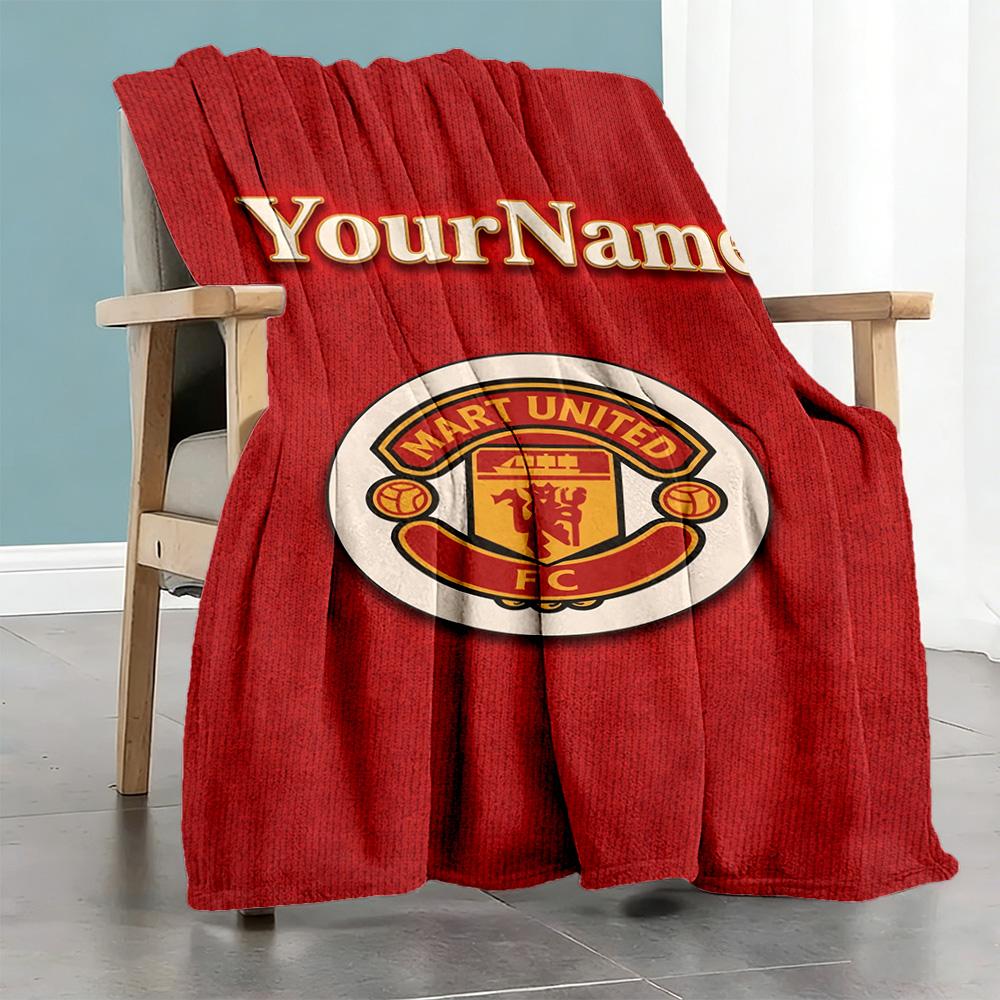 Manchester Customize Text Blanket Multi-purpose Personalized Blanket Ultra-Soft Perfect for Seaside Office Home Decor Living Room Ideal for All Season