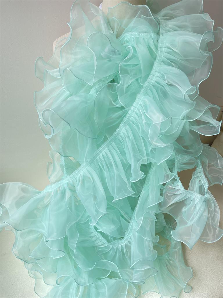 2meters Pleated Sewing Fabric Ruffle Lace Ribbon Trim For Garments Dress Diy Crafts Supplies Needlework Accessories 11cm Wide