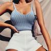Сексуальные укороченные топы, вязаный топ на бретельках, женская летняя майка с открытой спиной, модный топ в рубчик, женский укороченный жилет без рукавов