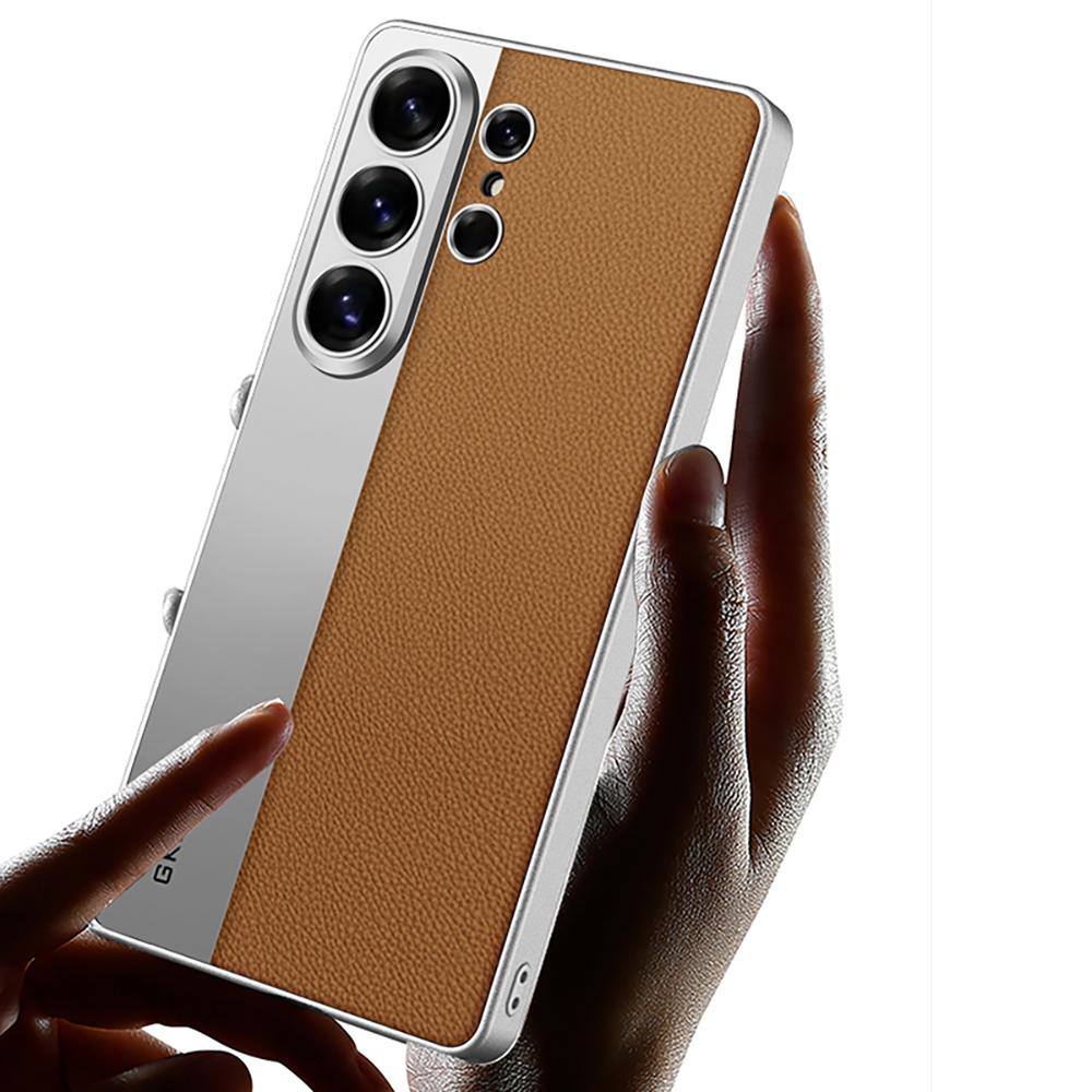 Роскошный кожаный чехол с гальваническим покрытием для Samsung Galaxy S26 S25 S24 S23 Ultra, ультратонкий, из мягкого силикона, противоударная задняя крышка