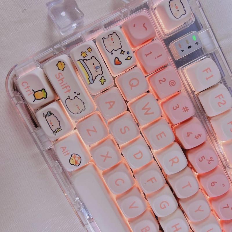 Колпачки для клавиш 118Keys Pink Pig из PBT-пластика с сублимационной печатью и профилем MOA для переключателей, подходят для клавиатур 61/64/68/87/96/104/108 дюймов.