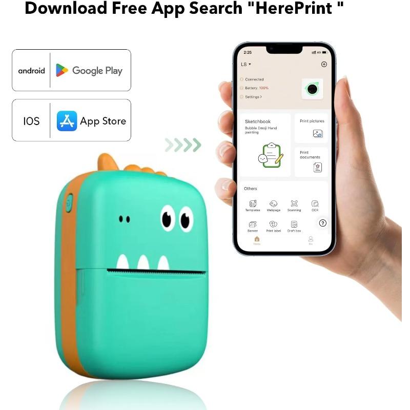 Bluetooth Мини-принтер Портативный HD Беспроводная печать Мобильный телефон Фото Название Внимание Студент Ошибка Этикетка Принтер Подарок