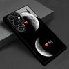Премиальное закаленное стекло для телефона Galaxy S26 / S21 / S22 / S23 / S24 / S25 FE / Ultra / Plus Серии. Дизайн с двумя лунами и сердцем.