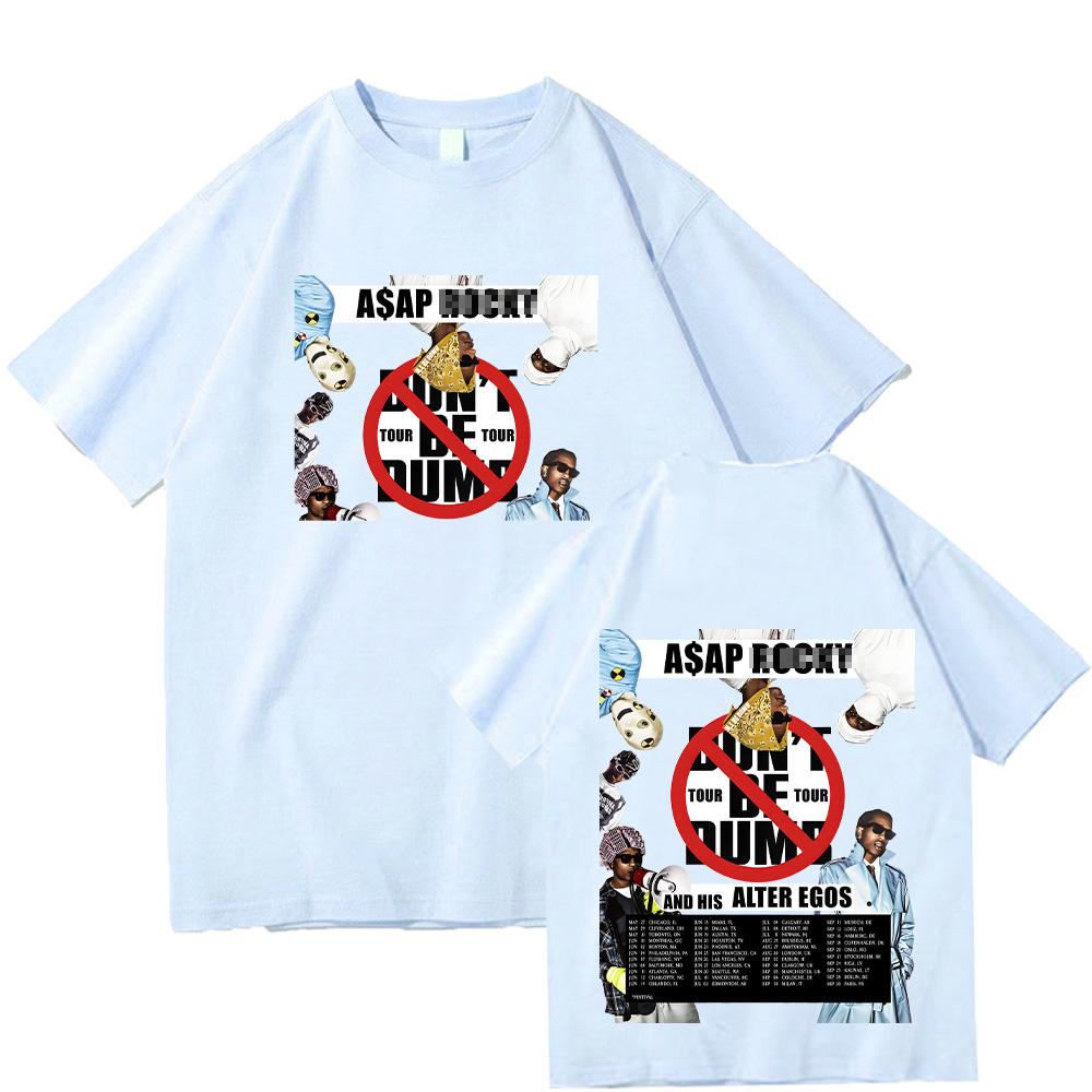 Asap Don’t Be Dumb Тур 2026 Футболки с коротким рукавом, с круглым вырезом, хлопковая одежда, Харадзюку, унисекс, хип-хоп футболка