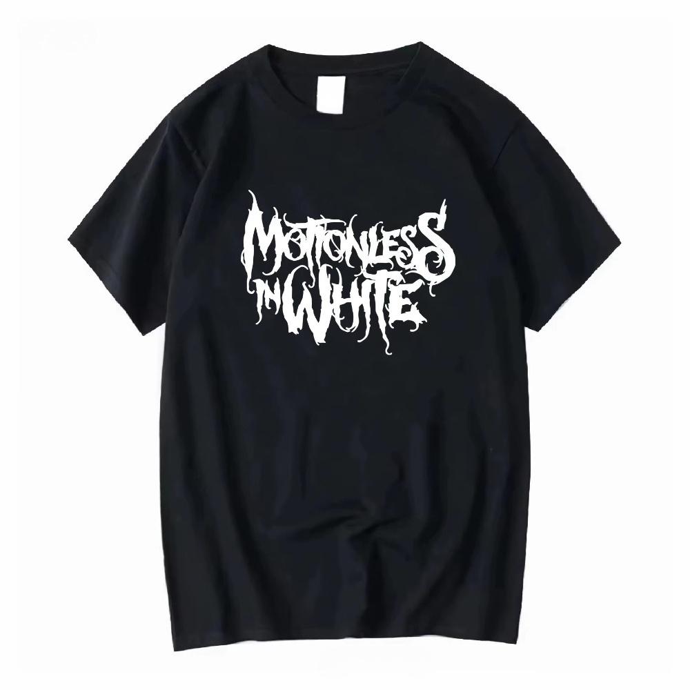 New T Shirt Motionless in White Band Logo Sport S 5Xl Long or Short Sleeves Vintage Washed Women Clothing Aesthetic Clothes