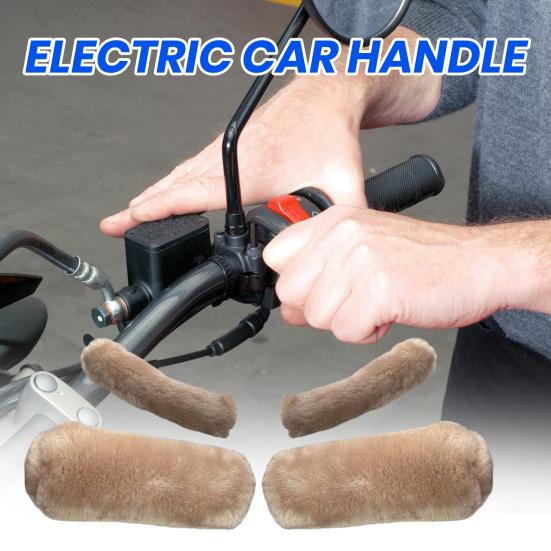 1 комплект зимней накладки на руль, мягкая на ощупь, толстый плюш, морозостойкая, противоскользящая, однотонная, универсальная, моющаяся накладка на руль мотоцикла