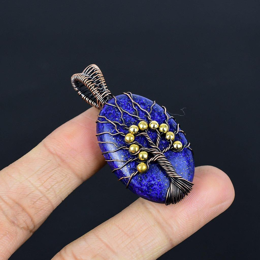 Tree Of Life Lapis Lazuli Pendant Handmade Gemstone Jewelry, 999 Copper Wire Wrapped Pendant ,Unique Design Jewelry Pendant