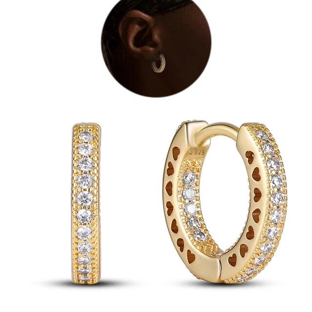 Настоящее серебро 925 пробы, двойные серьги-кольца, круглые серьги в форме сердца и звезды для женщин, подарок на день рождения для подруги