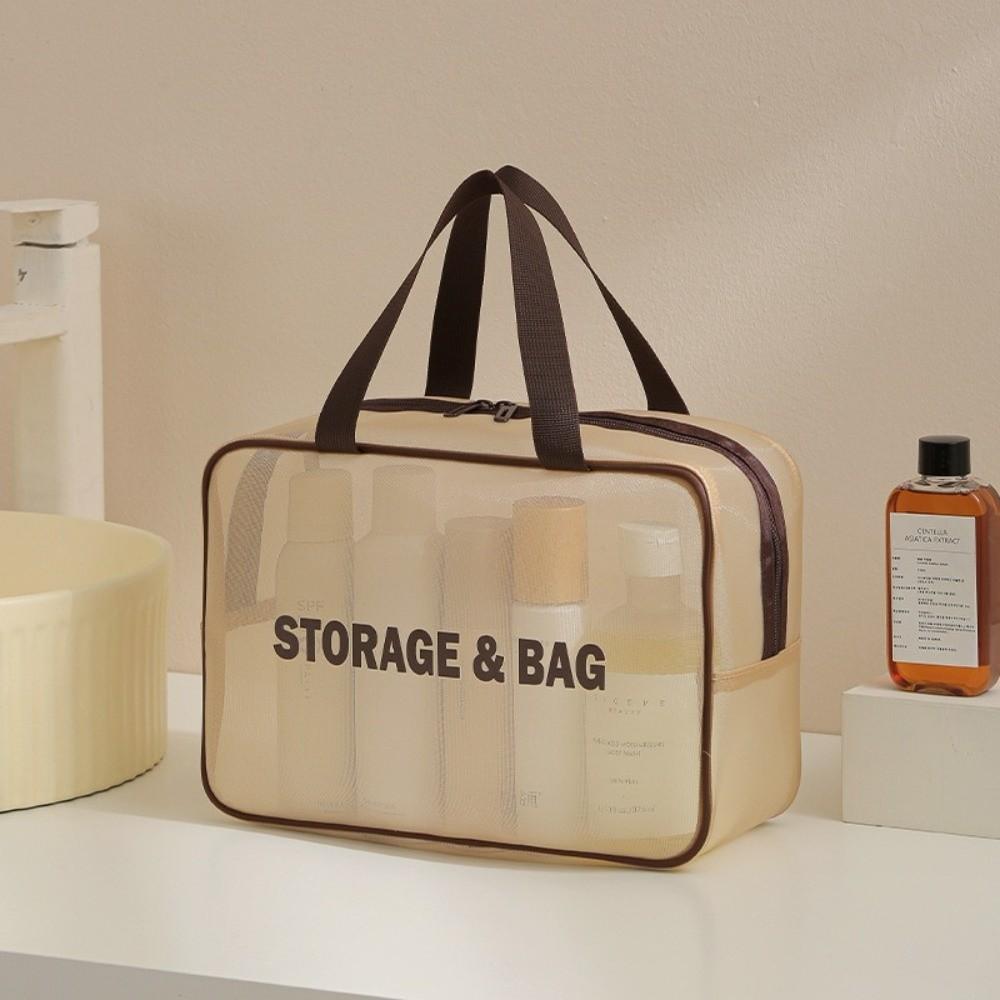 Large Capacity Mesh Cosmetic Bag Bow Travel Bathing Kit Fashion Toiletry Storage Bag Ladies