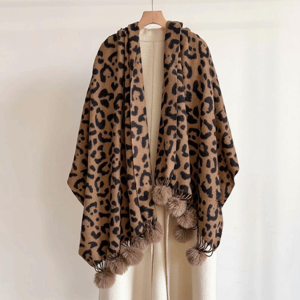 Thick Leopard Print Scarf Cozy Cashmere Feel Scarf Winter Shawl Wrap Ski Resort