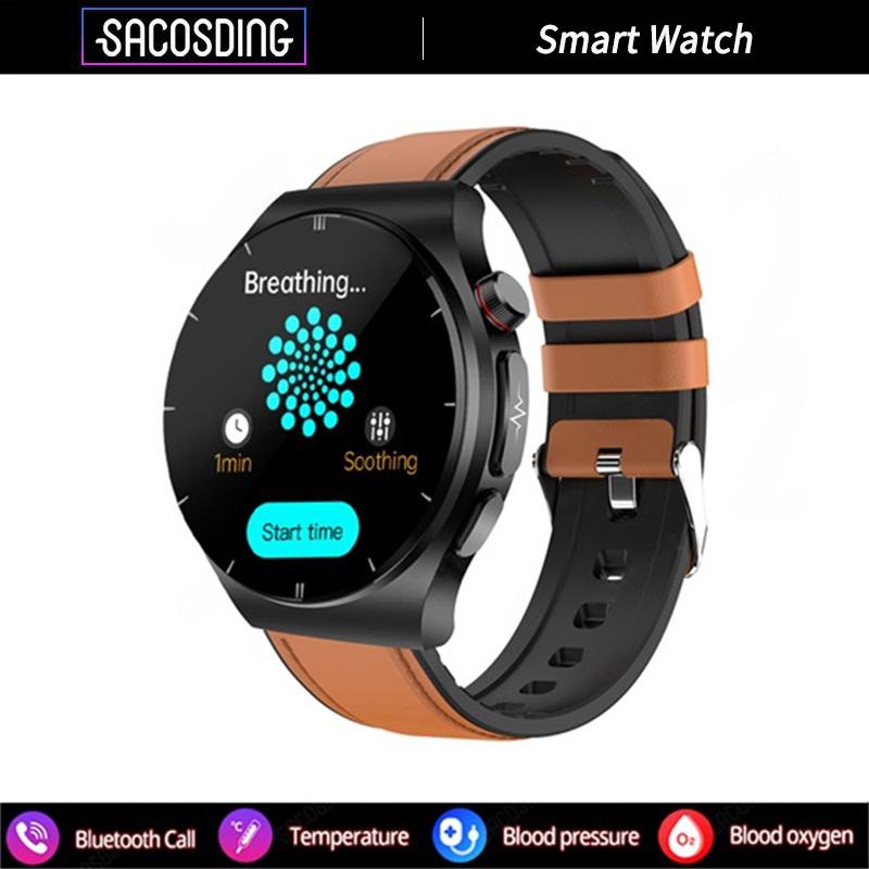 2024 Новые умные часы для мужчин ЭКГ + ППГ + ВСР Bluetooth Звонок Голосовое управление Часы артериального давления Кислород в крови Трекер здоровья SmartWatch