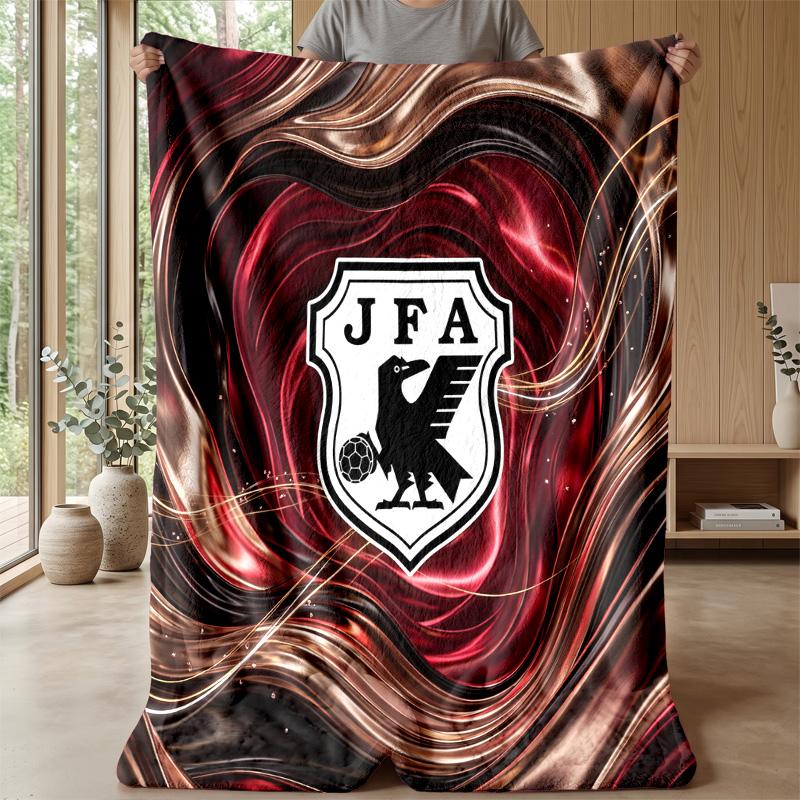 Japan Football Printed Flannel Blanket Skin Friendly Warm Decorative Throw for Indoor Couch Bed Daily Use