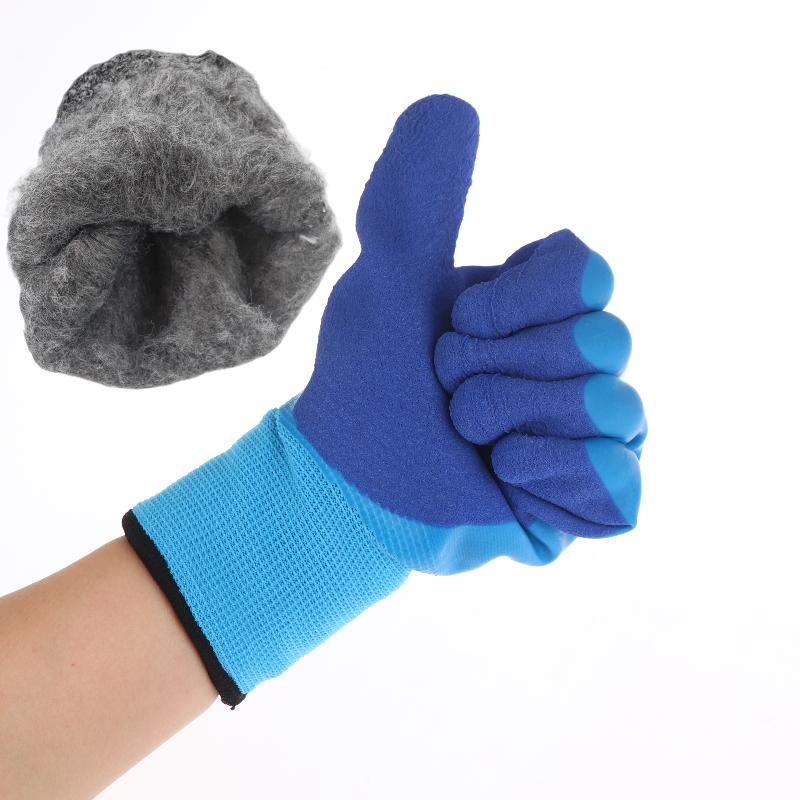 1 пара водонепроницаемых рабочих защитных перчаток, зимние термоперчатки, противоскользящие резиновые садовые перчатки для защиты рук рабочего строителя