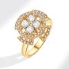 Exquisite Love Flower Shaped Rotating Open Rings for Girls with Copper Inlay And Sparkling Rhinestones Anxiety Fidget Zircon