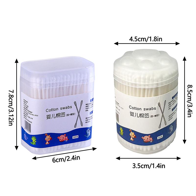200 шт. двойные одноразовые ватные палочки для макияжа, носа, ушей, чистящие безворсовые ватные палочки для ухода за ушами, тампоны для ухода за детьми