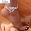 Punk Rock Fashion Infinity Heart Anklet Bracelet Women Luxury Vintage Miami Cuban Link Chain Infinite Love Anklet Jewelry