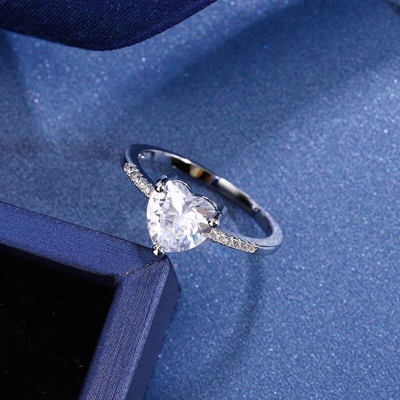 Классическое блестящее кольцо с большим цирконом в форме сердца, женские ювелирные изделия, кольцо для невесты, свадьбы, вечной любви, женские ювелирные кольца для женщин