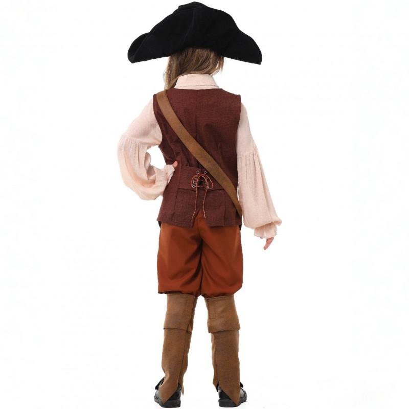Medieval Caribbean Pirate Costume Halloween Family Stage Party Cosplay Captain Outfit S-XXL