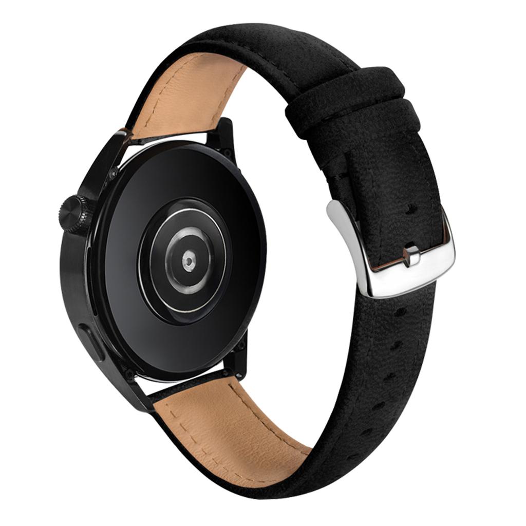 22mm Top Layer Genuine Cow Leather Strap for Huawei Watch GT 5 Pro/5/4 46mm/Samsung Galaxy Watch3 45mm Quick Release Watch Band