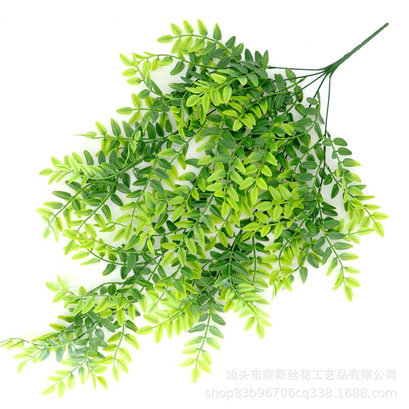 Simulation Green Plant Vine Wall Hanging with Bamboo, Grape, and Melon Leaves, Moss & Orchid Decoration