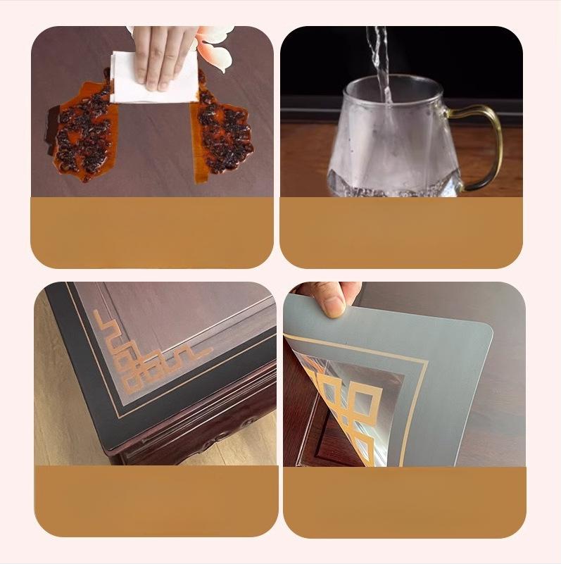 Прозрачный веерообразный коврик для столовых приборов в стиле ретро, ​​коврик для посуды в ресторане, круглая скатерть, настольный коврик, водонепроницаемый маслостойкий термоэкранированный коврик, мягкое стекло