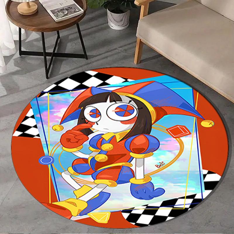 1PC Digital Circus Adventure Round Rug, Non-slip Chair Mat, Home Decor, Circle Carpet Perfect for Office, Bedroom, Living Room,Christmas gift