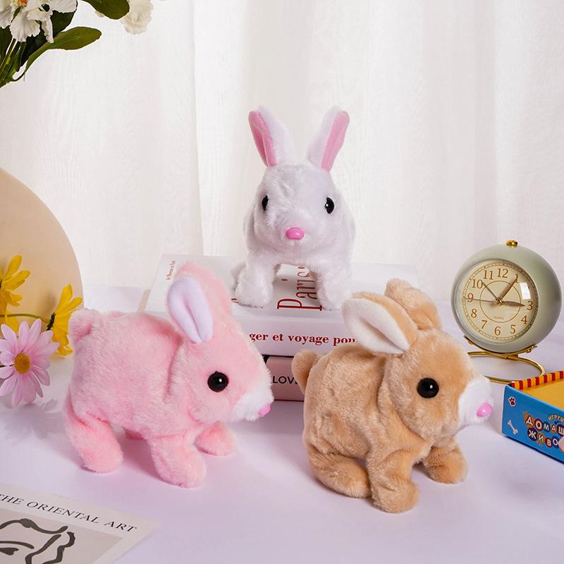 Electronic Plush Rabbit Toy Robot Bunny Walking Jumping Running Animal Shake Ear