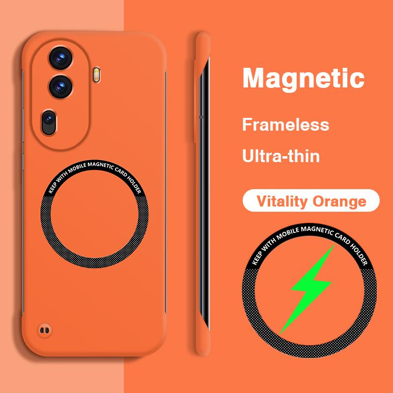 Магнитный чехол для беспроводной зарядки для OPPO Reno11 Pro Reno 11 11Pro 5G Высококачественная жесткая поликарбонатная крышка Защита объектива Безрамочный дизайн
